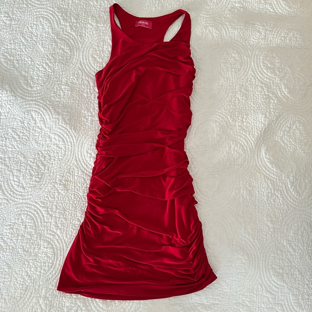 Red dress with keyhole back